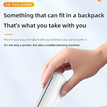 Bluetooth Thermal Printer, Portable Wireless Mini A4 Inkless Thermal Printer, Compact Shipping Label Printer Mobile Tattoo Printer 200dpi for Travel Home Office