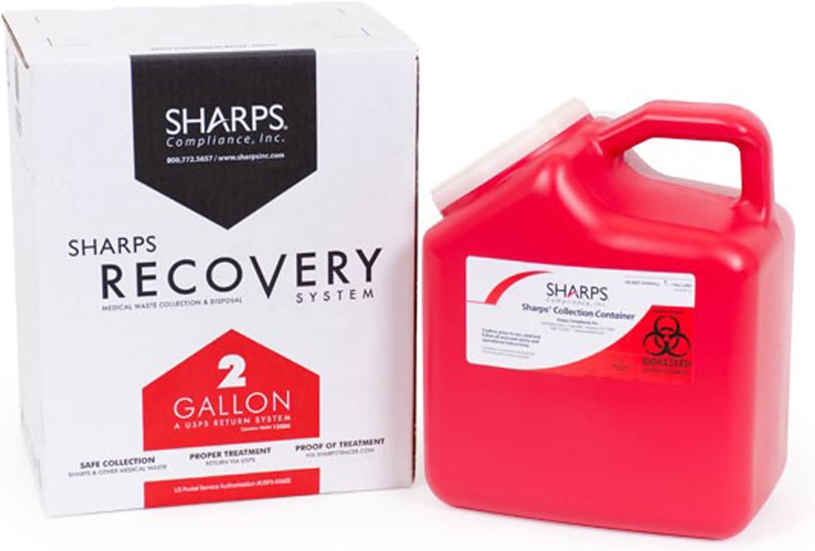 Mailback Sharps Container, 1-Piece 2 Gallon Red Snap On Lid, 12000-012 - Each