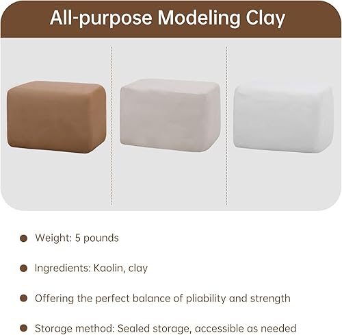 Miniatura 3 de Arcilla para esculpir, arcilla de modelado, kit de arcilla natural de secado al aire de 5.5 libras con juego de herramientas de escultura de