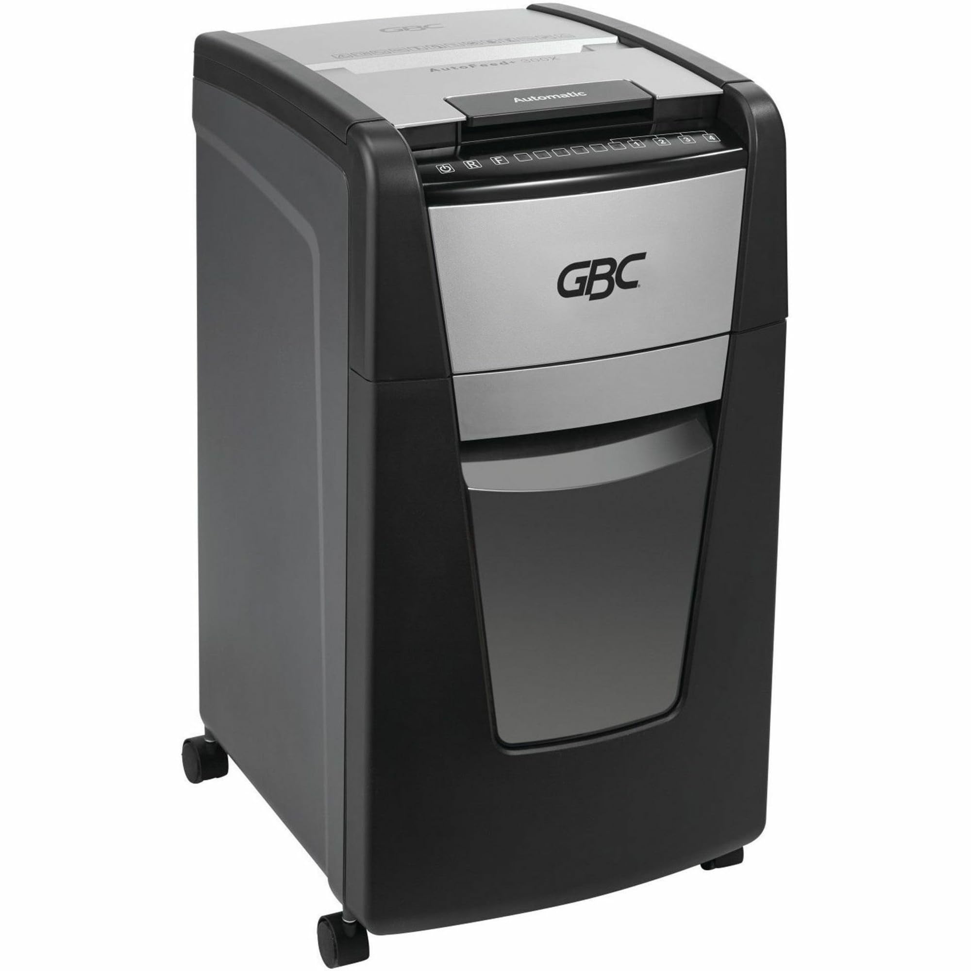 GBC Trituradora de Papel y Grapas, Auto Feed+ 300x, Corte Súper Cruzado P-4 de 300 Hojas, con Cesto de 60.5 litros. WSM1757608