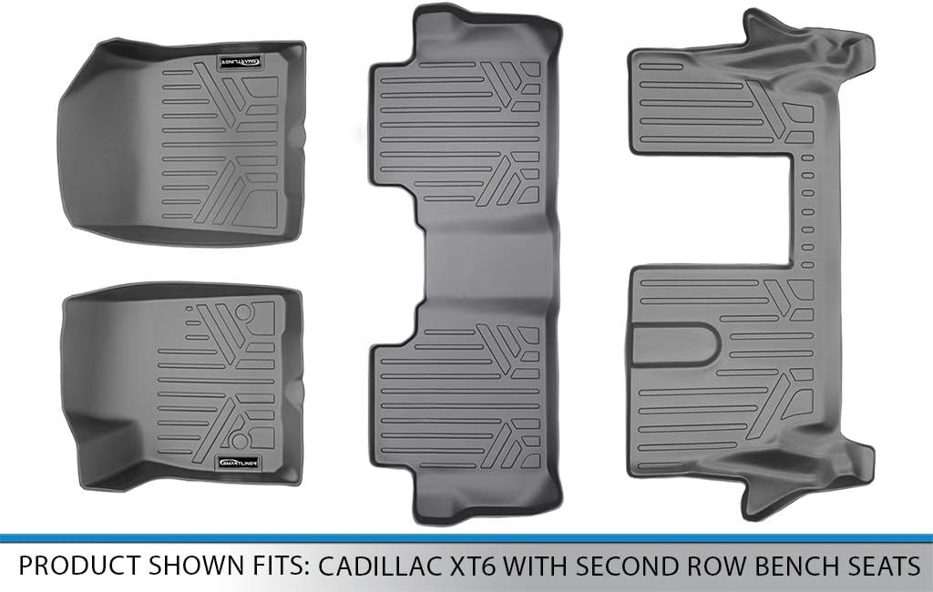 MAXLINER Custom Fit Floor Mats 3 Row Liner Set Grey for 2020 Cadillac XT6 with 2nd Row Bench Seat