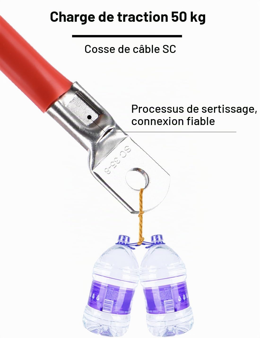 DIHOOL Câble de Batterie 25mm2 M8 100cm 4awg câble Silicone Flexible résistant à la Chaleur