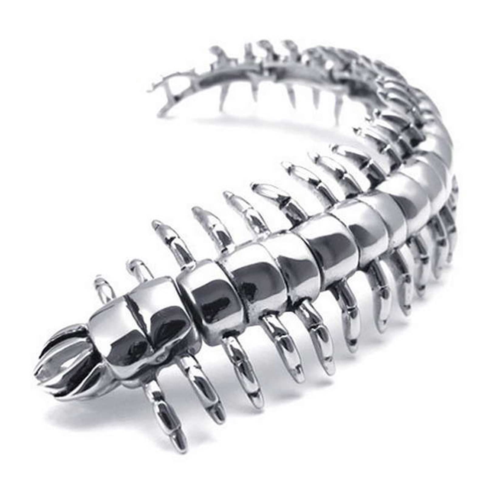Premium Armband für Männer in Edelstahl, Tausendfüßler Armbänder für Männer Tolles Geschenk für Männer, 22cm Länge, 32mm Breite, Silber
