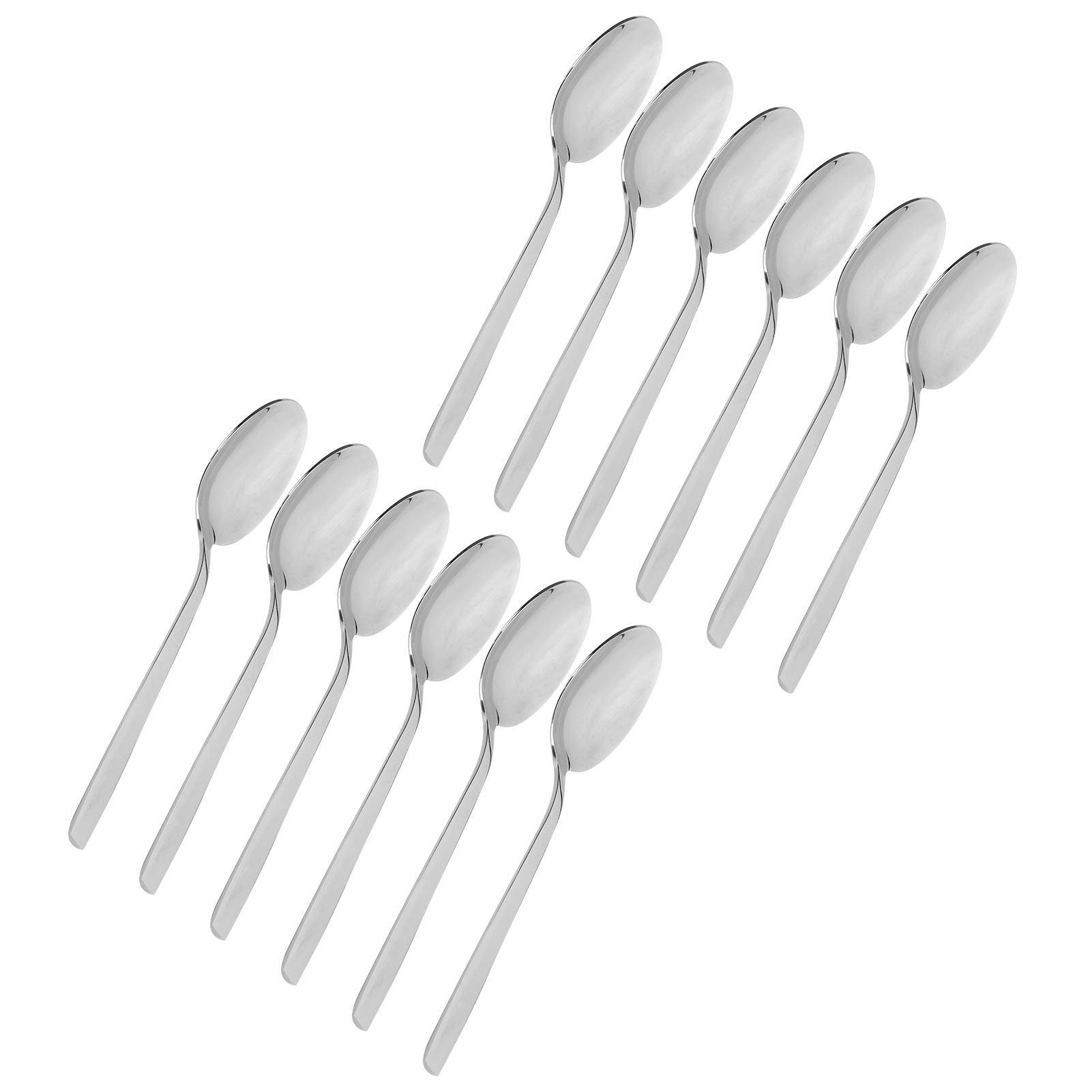 Lot de 12 cuillères à dessert avec long manche, cuillère à soupe en acier inoxydable 316, cuillère à café glacé avec finition polie miroir et poignée arrondie pour