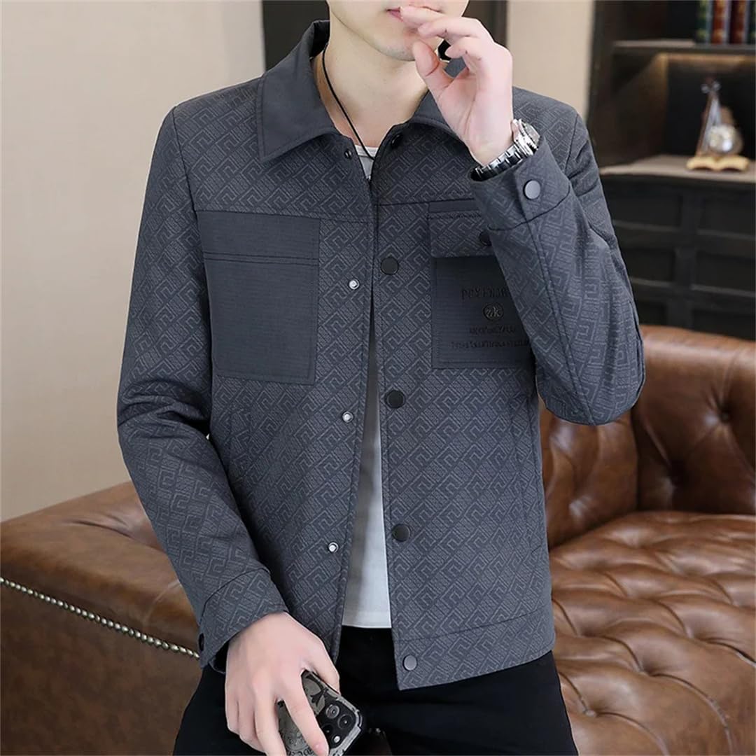Męska kurtka z długim rękawem klapa biznesowa odzież wierzchnia slim fit towarzyska streetwear wiatrówka kurtka