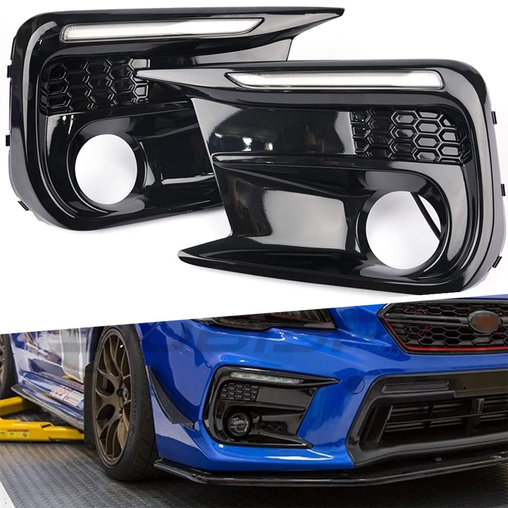 NJSBYL WRX Switchback Xenon White LED DRL Daytime Running Lights for Subaru WRX STI 2018 2019 2020 Front Bumper Sequential Amber LED Turn Signal Lights Black Fog Lamp Bezel Assembly