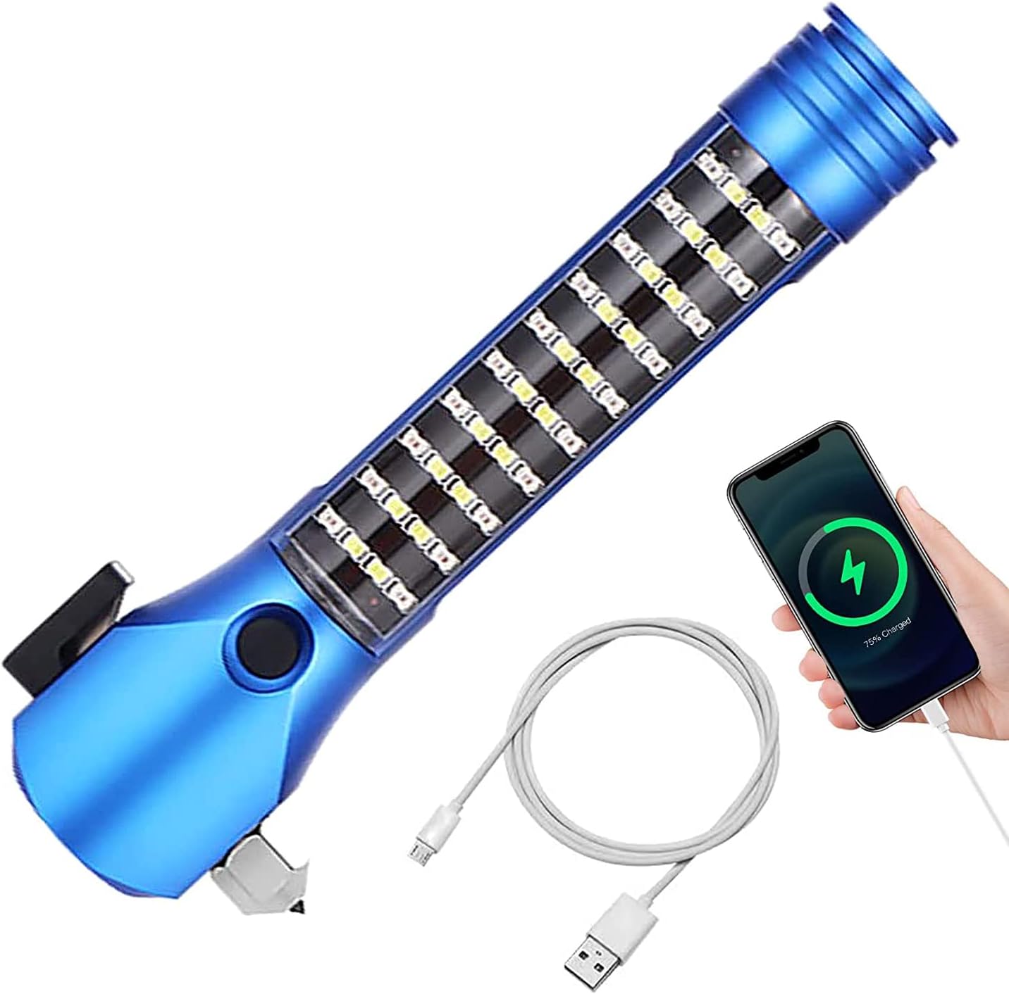 HT YUNJLI LED Torch Rechargeable, MultiFunction Car Safety Hammer