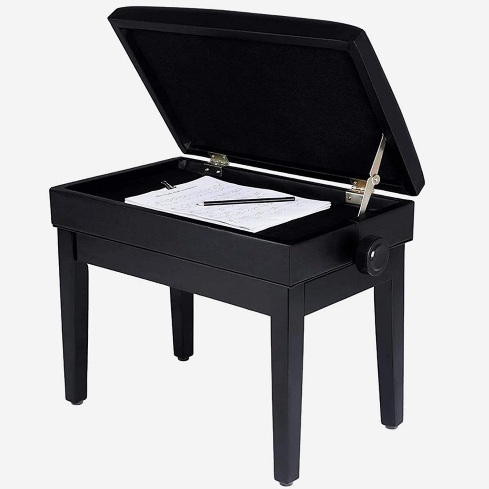 Sgabello per Pianoforte con Altezza Panca per Pianoforte, Sedile Regolabile per Pianoforte con Vano Portaoggetti Sgabello da Toeletta per Spartiti di Musica e Altri Accessori Nero