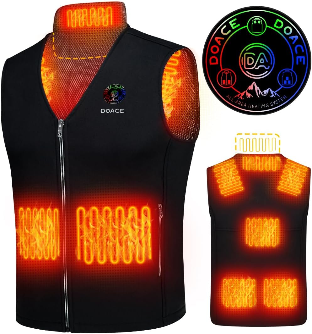 DOACE Heated Vest for Men and Women, Smart Electric Heating Vest Rechargeable, Battery Not Included