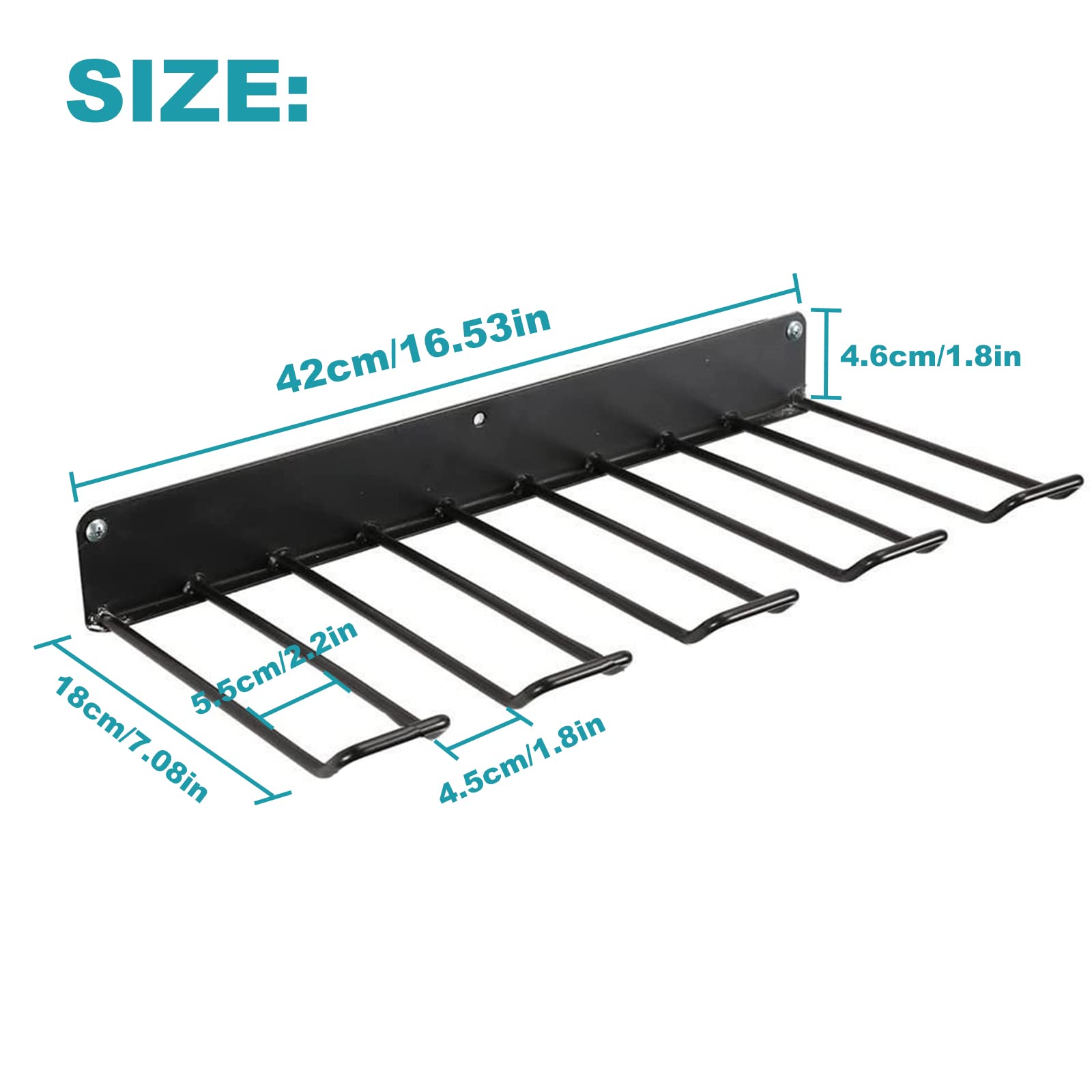 Organiseur pour outils électriques en acier au carbone, 2 supports de rangement muraux, 8 emplacements, 41,9 x 17,8 x 4,6 cm