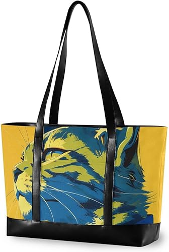 Miniatura 1 de Yellow Lynx Cool essentials laptop purse for women with zipper work totes for Pool Gym Grocery Travel with tablet maletin ejecutivo para mujer