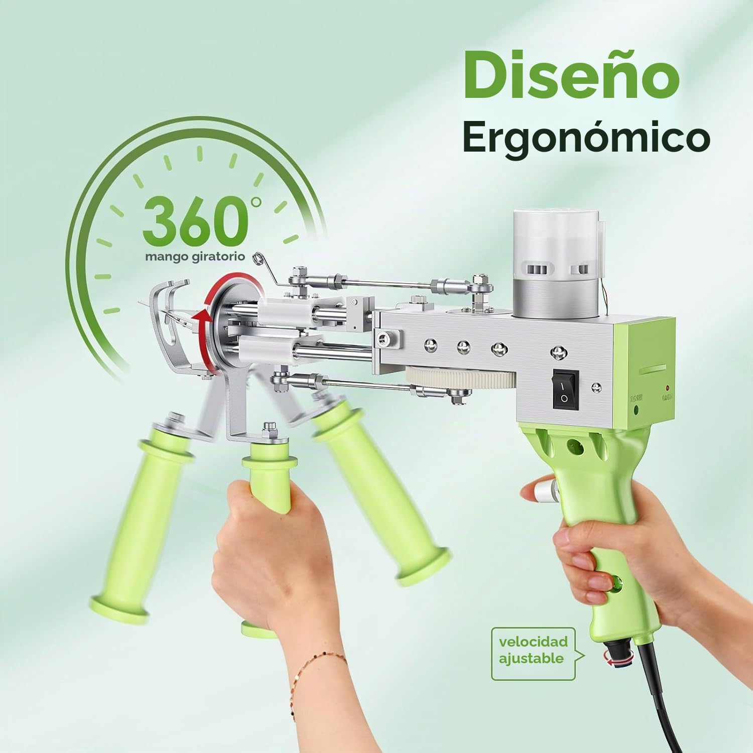 Tufting,Helangel Pistola Tufting 2 en 1 Pistola de Tufting 5-40 Pasos/S Tufting Pistola Eléctrica 7-21 mm Ajustable Máquina de Tejer Alfombras para Navidad Artesanía Alfombras Ropa