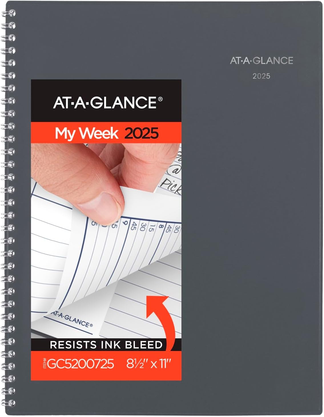 AT-A-GLANCE2025 Appointment Book Planner, Weekly & Monthly, 8-1/2" x 11", Large, Quarter-Hourly, DayMinder, Gray (GC5200725)