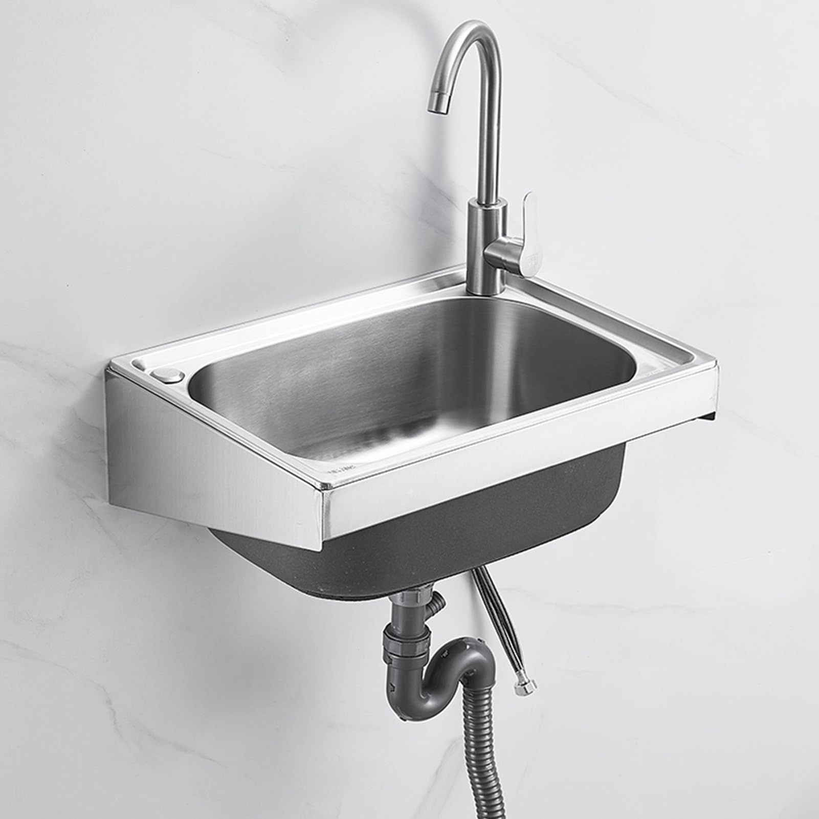 Amazon.co.jp: コンパクトなステンレス製壁掛けシンク（温水・冷水蛇口