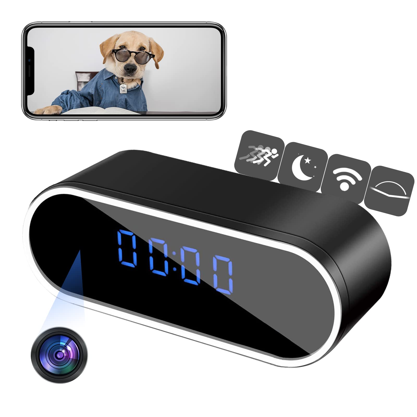 Buy Hidden Camera Clock WiFi Spy Camera Clock Wireless Hidden 1080P HD