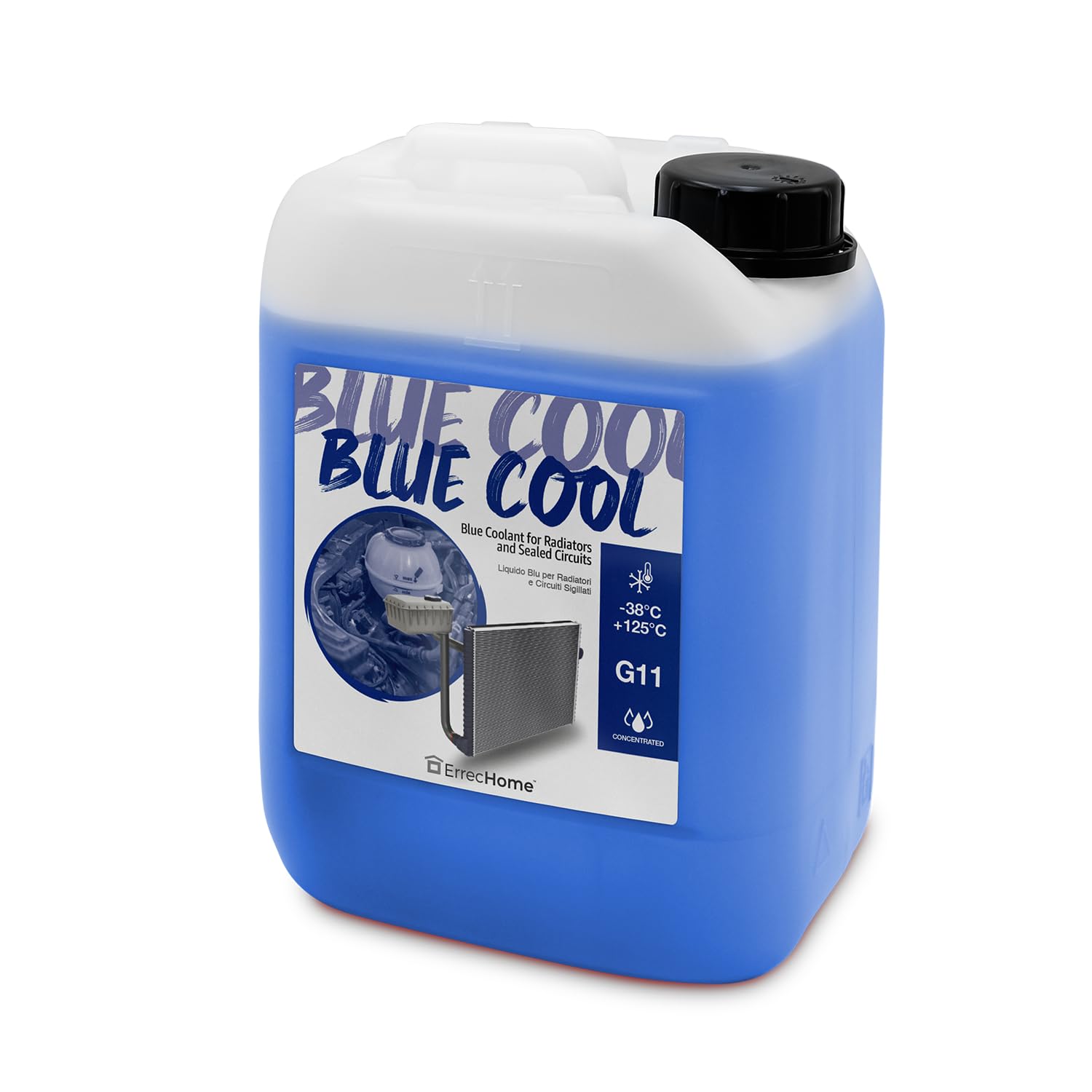 Errecom Blue Cool, Liquide de Radiateur Bleu Concentré, antigel G11 avec paquet d'inhibiteurs NAP FREE, 5 Litres