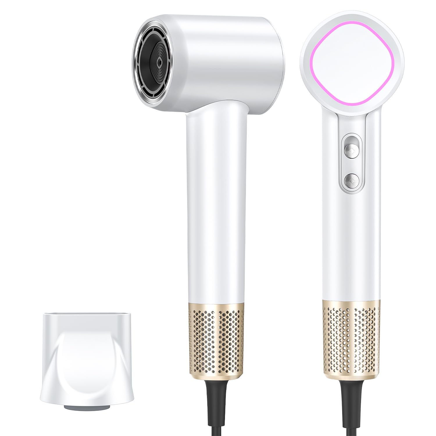 Hair Dryer Ionic, 150,000 RPM Hair Dryers for Women w/Ceramic Technology Nozzle for Fast Drying High Speed Blow Dryer 3-Speed Thermo Control Professional Low Noise Design for Home Travel Salon(White)