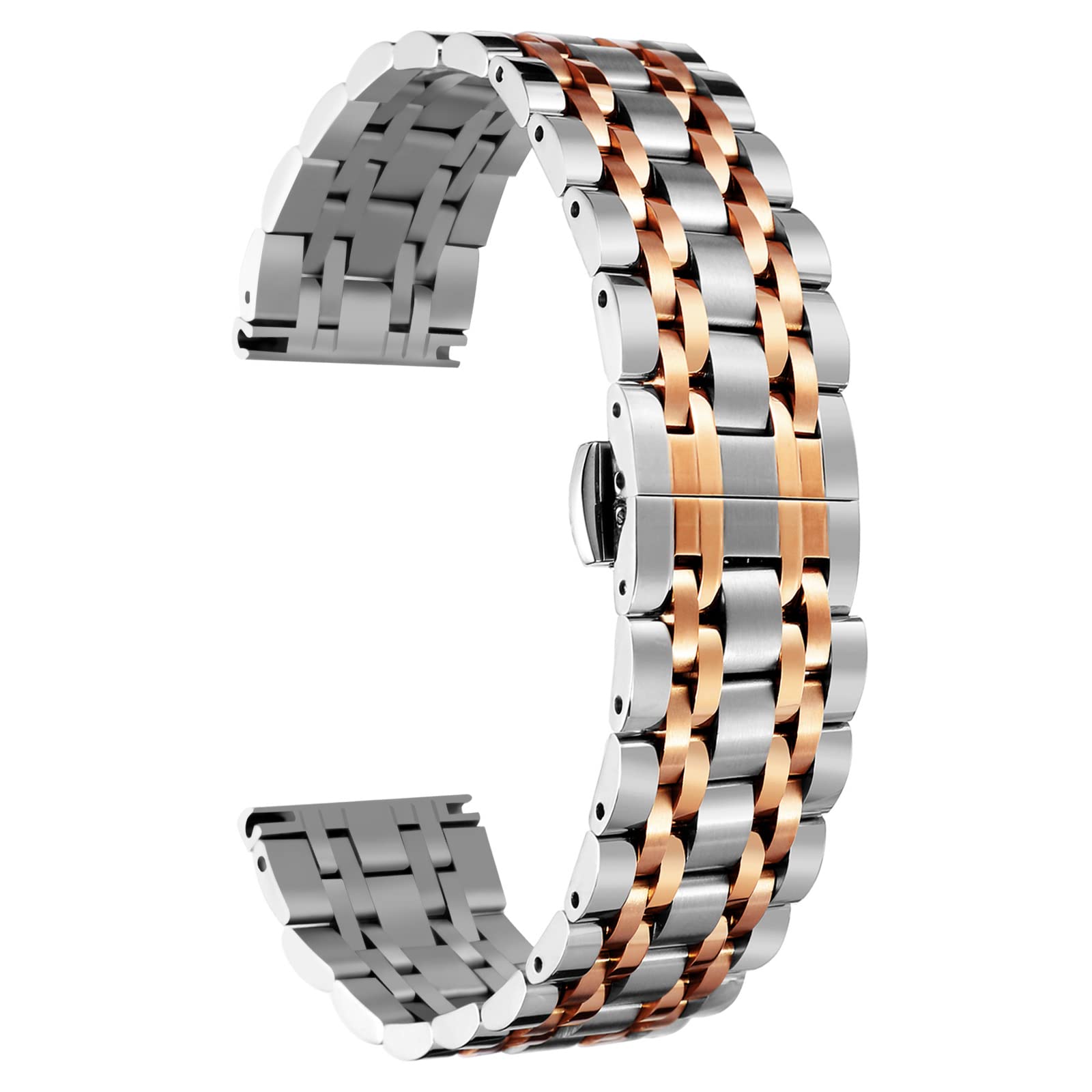 Stainless Steel Watch Band High-end Replacement Watch Band 6 Color for Women Men(Gold, Silver, Black, Rose Gold, Gold Tone, Rose Gold Tone) 13 Size (12mm - 24mm)
