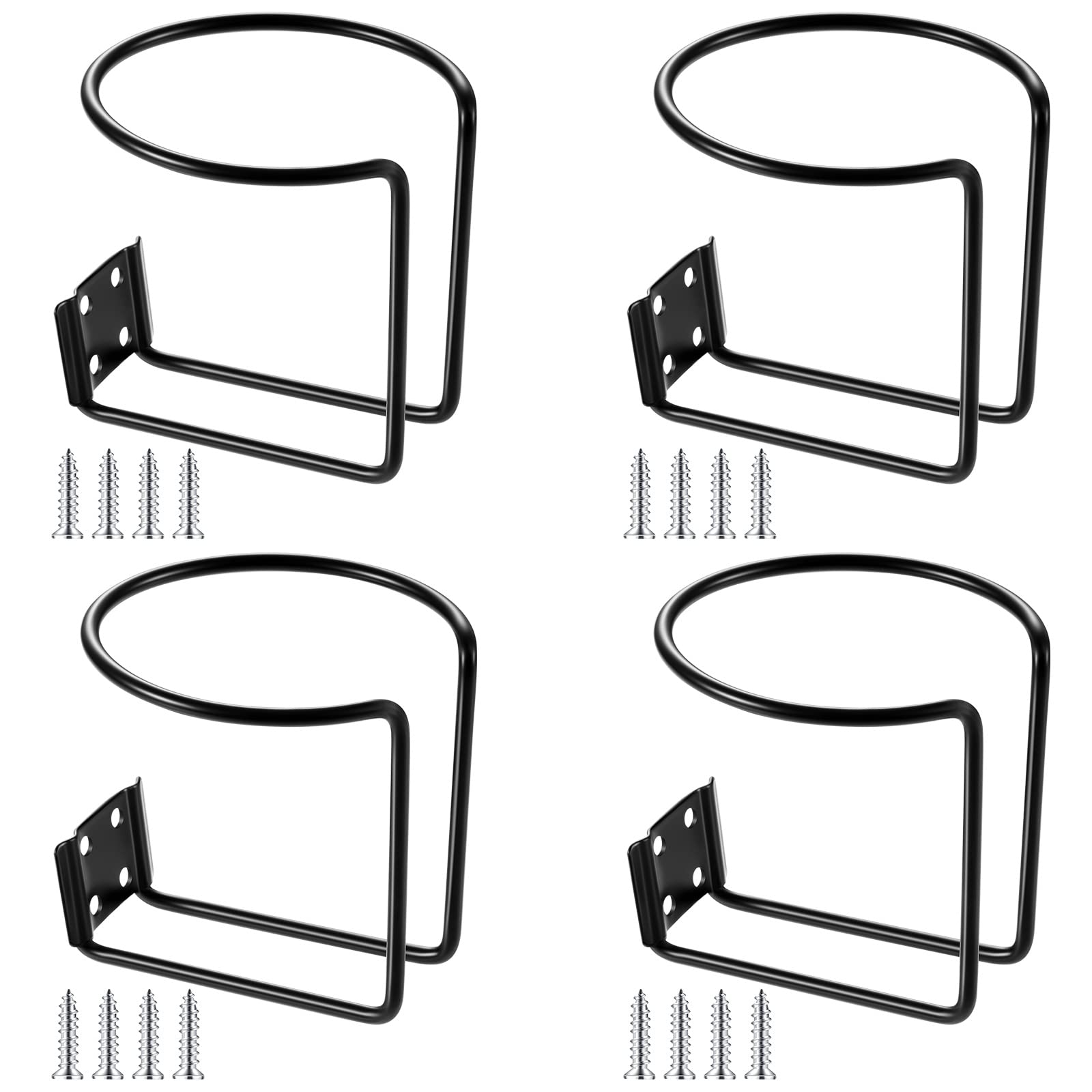 Shimeyao Stainless Steel Boat Cup Holder Mount Drink Holder Universal Cupholder Boat Ring for Beverage Mugs Bottles Marine Yacht Truck Trailer RV, Black (4 Pcs)
