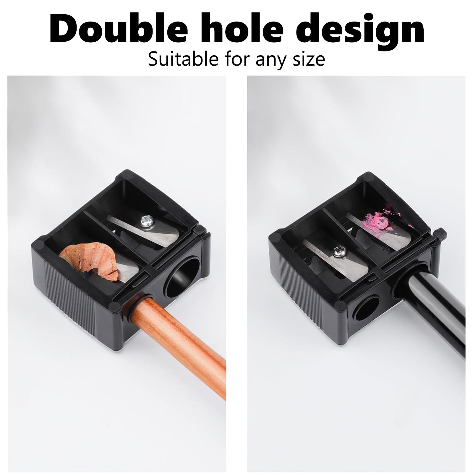 3 pezzi temperamatite trucco, Temperino Matita Occhi Doppio, Temperino Universale per Trucco, accessorio make-up, per Sopracciglia, Matite Labbra, Eyeliner (Nero)
