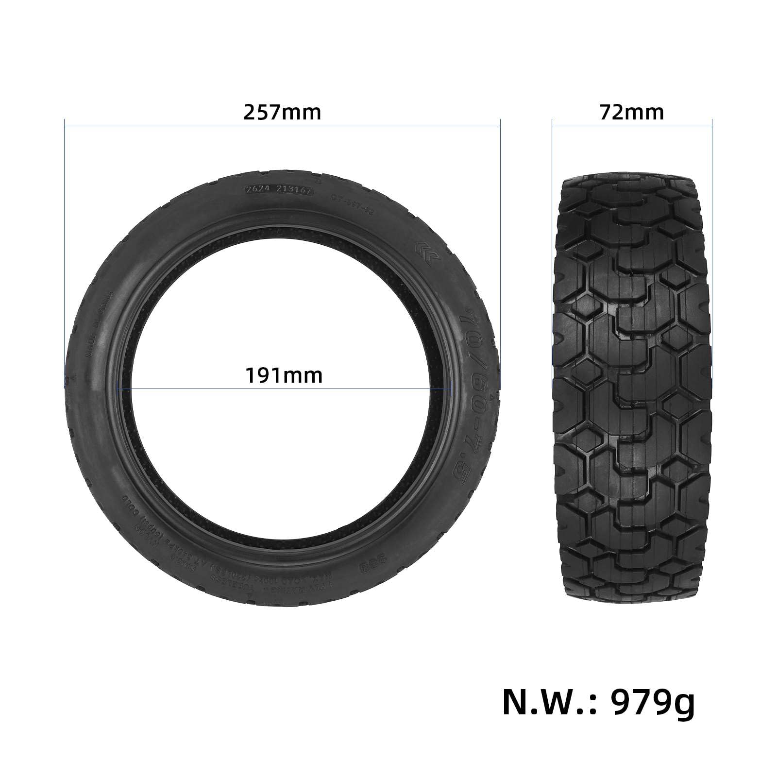 Pneu tout-terrain auto-réparateur 70/60-7,5 pour trottinette Segway Ninebot ZT3/ZT3 Pro, 10 pouces