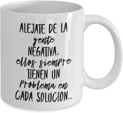 Alejado de la gente negativa - Taza cerámica de café o desayuno - Regalo original para la familia, oh amigos - 100% resistente a microondas y