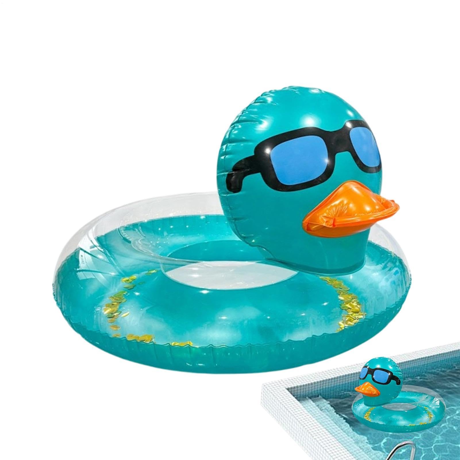 Inflatable Duck Pool Float Tube, Heavy Duty Vinyl UV Resistant Confetti Pool Duck Floatie, Animal Float Swim Ring Inflatables - For Adults Teens Girls Boys Beach Summer Travel Party