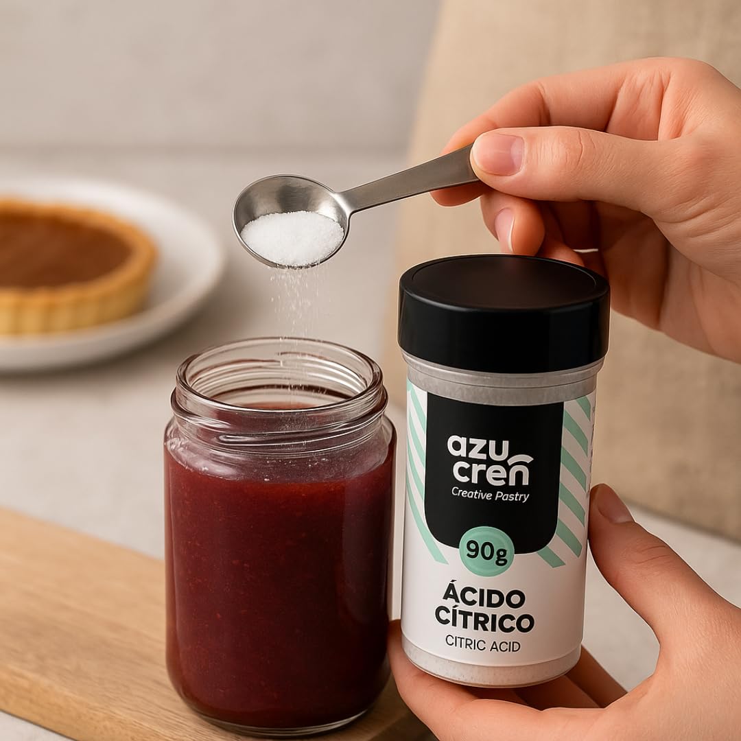 Azucren, Acido Citrico Alimentario, Perfecto para Reposteria, Potenciador del Sabor y Cobservante Natural, Ideal para Fondant, Mermeladas, Glaseados, Limonadas y Mas, 90 Gramos