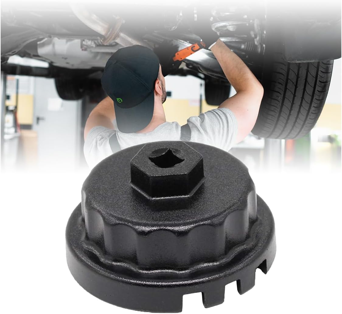 JOYCOURT Oil Filter Wrench, Heavy Duty Oil Filter Cap Removal Socket Tool for 2.5-5.7L Engine Compatible with Highlander, Camry with 64.5mm Cartridge Style Oil Filters Housing