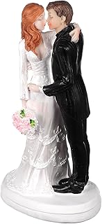 Angoily Europäisches Brautpaar Resin Statue Hochzeitstorte Dekoration Figur Deko Geschenk Valentinstag Couple Craft Ornament für Tisch Regal