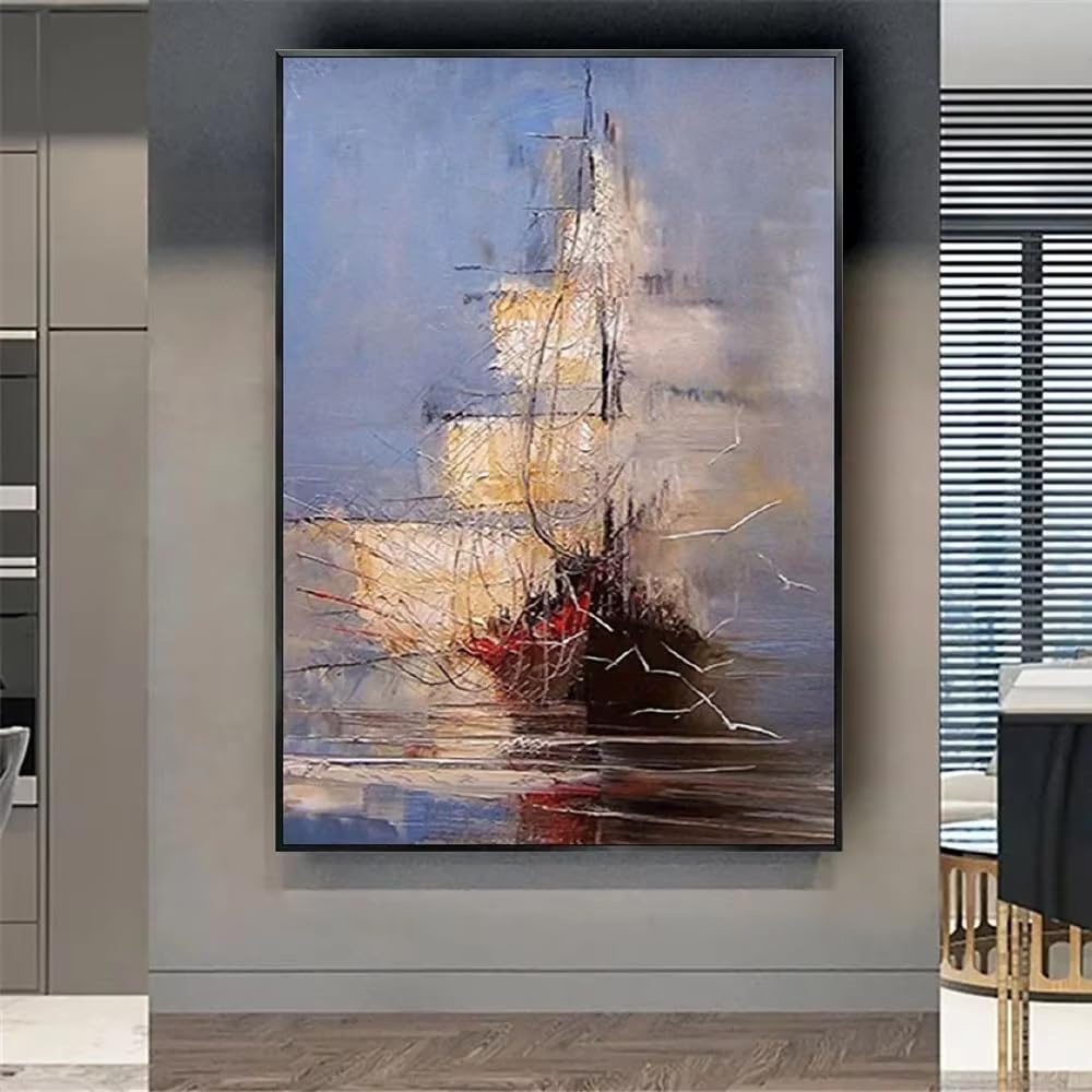 DFZEWKI Sail Boat Seascape Canvas Modern Wall Decor Wall Art Landscape for Living Room Home Decor Wall Art Prints Ideal(50x75cm(20x30in)/No frame)