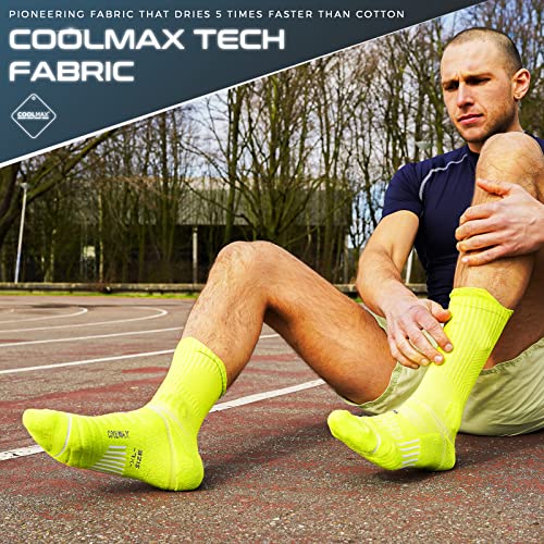 Coolmax Compression Running Socks 3 Pairs, Cushion Crew Socks, Anti-Blister Moisture Wicking Athletic Hiking Socks #TOP1