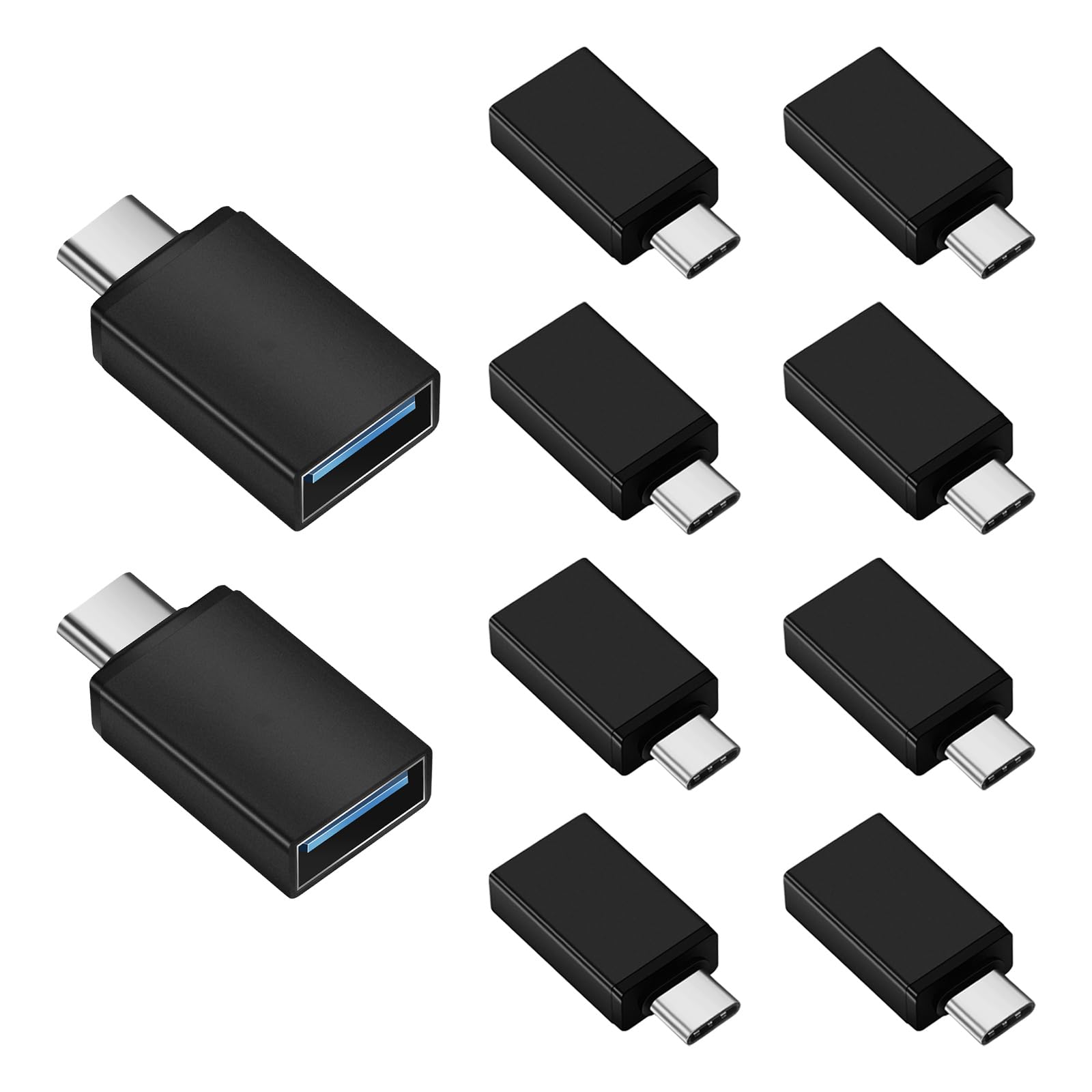 Paquete de 10 adaptadores USB C a USB 3.0, adaptador tipo C macho a USB hembra para smartphone, PC, portátil, tableta, teclado