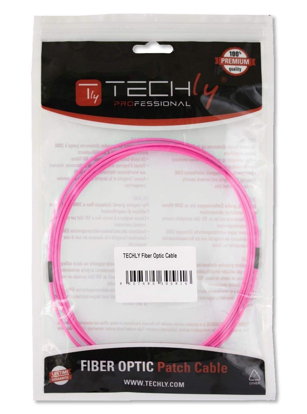 Techly Professional 304086 Cavo Fibra Ottica Multimodale OM4 SC/LC 50/125 10 m Fucsia