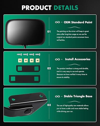Miniatura 4 de SCITOO Espejos de visión lateral aptos para Ford 1980-1996 para Ford F150 para F-250 para F-350 F450 Ranger Bronco Explorer Truck Pickup Remolque