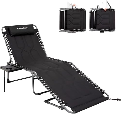 KingCamp Tumbona plegable de 5 posiciones para exteriores, tomar el sol, silla reclinable portátil de alta resistencia para acampar (2, beige) KingCamp Tumbona plegable de 5 posiciones para exteriores, tomar el sol, silla reclinable portátil de alta resistencia para acampar (2, beige)