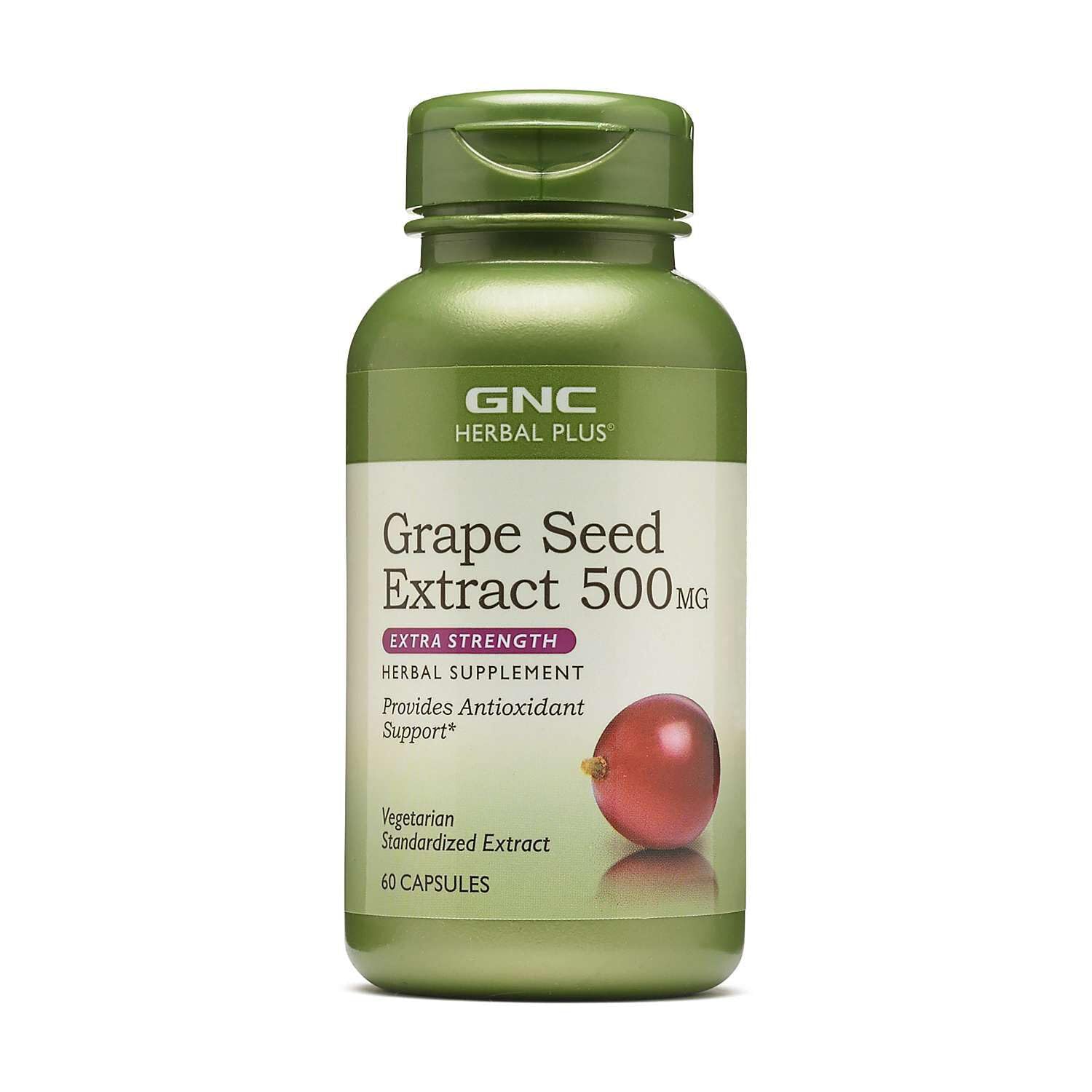 GNC Herbal Plus Grape Seed Extract 500mg, Extra Strength, 60 Servings