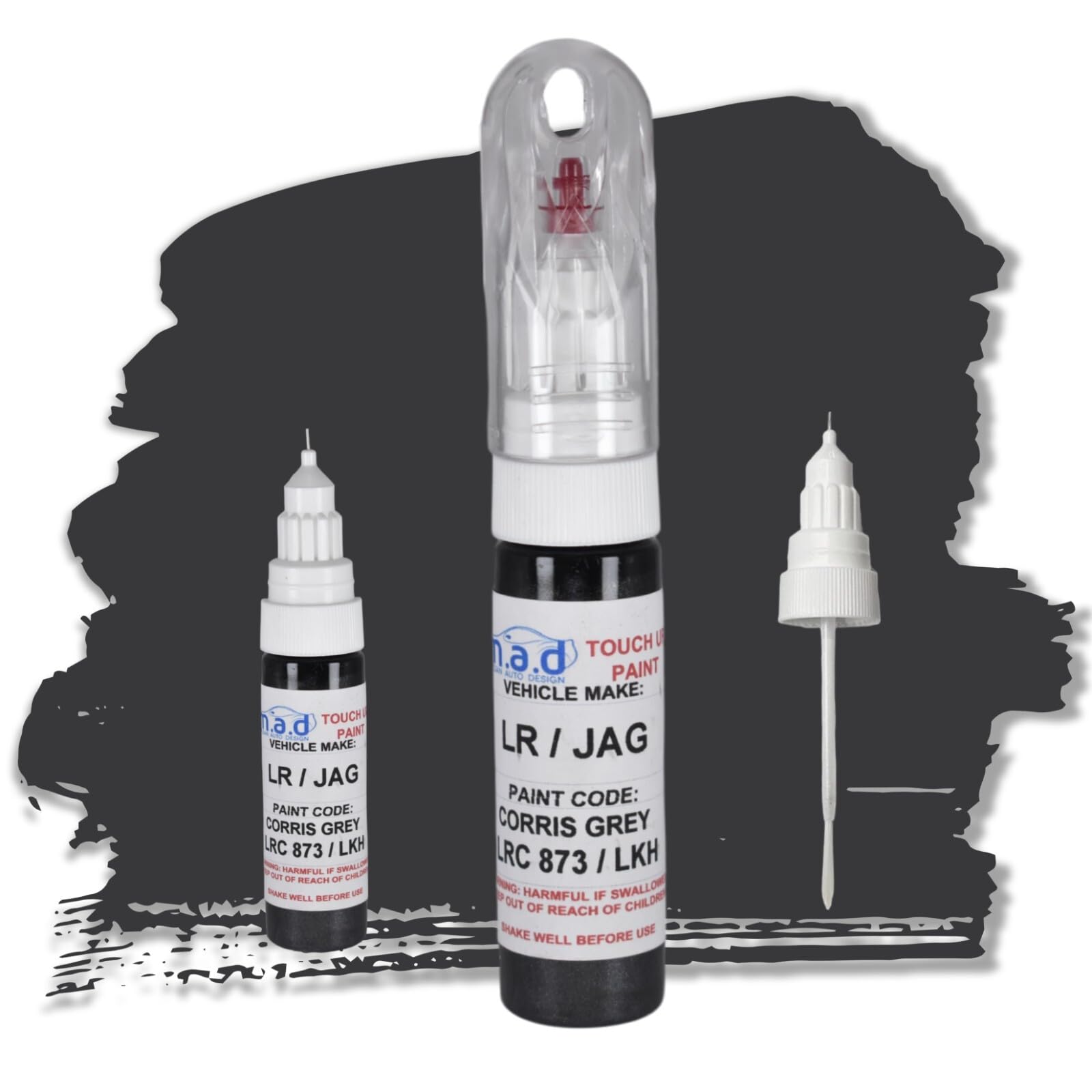 Mad Paints Grey Car Touch Up Paint Pen Compatible With Jaguar/Land Rover 873 / Lkh Corris Jlr - 20Ml Precision Scratch Repair Kit With Needle & Brush - Exact Colour Match (Just Paint)