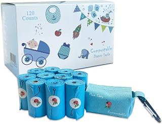Compostable Diaper Disposable Bags With Dispenser, 120 Counts Baby Diaper Bags Dispenser, Diaper Bags Refill, Diaper Garbage Bags, Baby Disposable Diaper Sacks