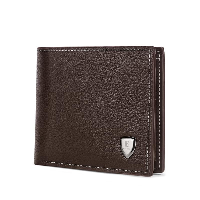 BOSTANTEN Carteira Masculina Slim em Couro PU, 6 Slots para Cartões, 2 Compartimentos para Cédulas, Bolso com Zíper, 2 Bolsos para Fotos, Carteira Dobrável Compacta para CNH e Uso Diário