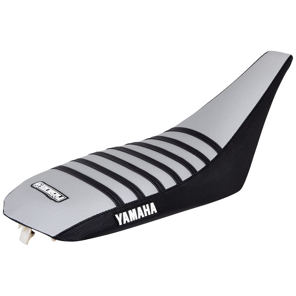 Enjoy Mfg Ribbed Seat Cover - Compatible Fit for 2004-2013 Yamaha YFZ 450 Quad ATV SEAT (Black/Silver/Black) #200