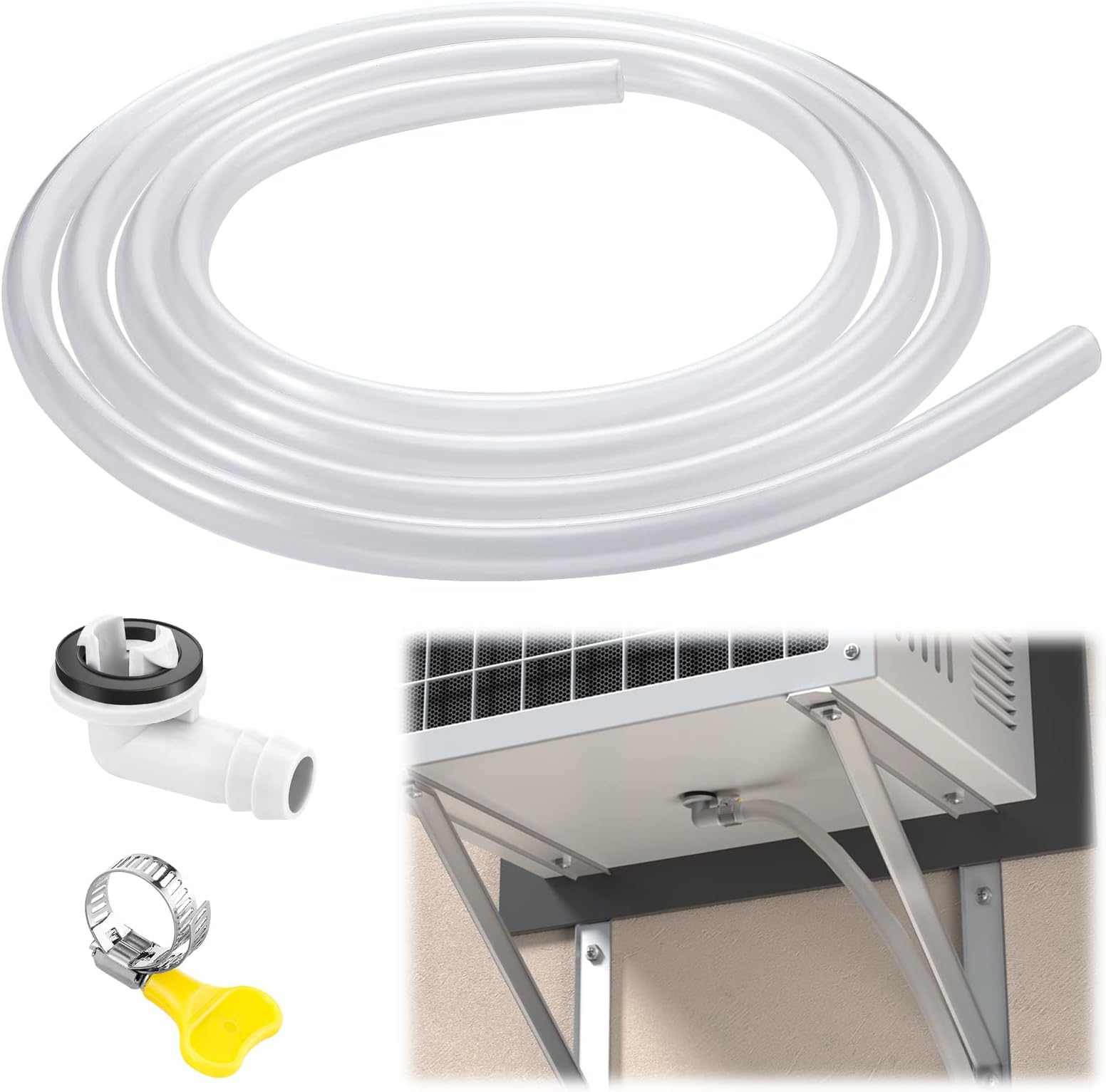 10ft Portable Air Conditioners Window Drain Hose Kit - 3/5in AC Hose Connector Replacement for Universal Air Conditioners