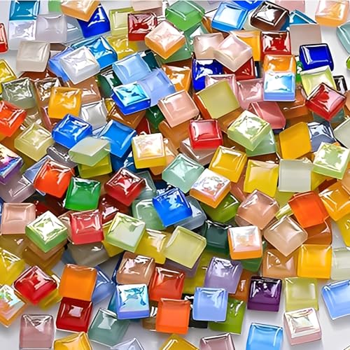 1000g Crystal Mosaic Tiles Mosaic Tiles Arts and Crafts 10x10mm Mixed Color Mosaic Kits for Adults Square for DIY Art Craft Projects Creative Home Decoration