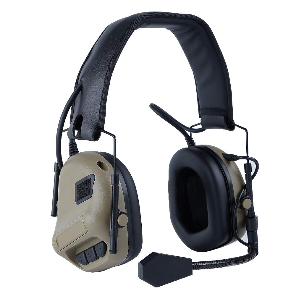 Auriculares tácticos Disparo electrónico Protección auditiva NRR 21 dB Amplificación de Sonido Reducción de Ruido Orejeras Caza Caza Defensor de Orejas con micrófono Desmontable