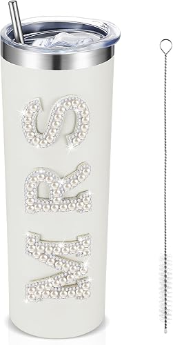 Zhehao Vasos de acero inoxidable de 20 onzas con tapa y pajita, para novia, regalos para novia, despedida de soltera, fiesta de compromiso