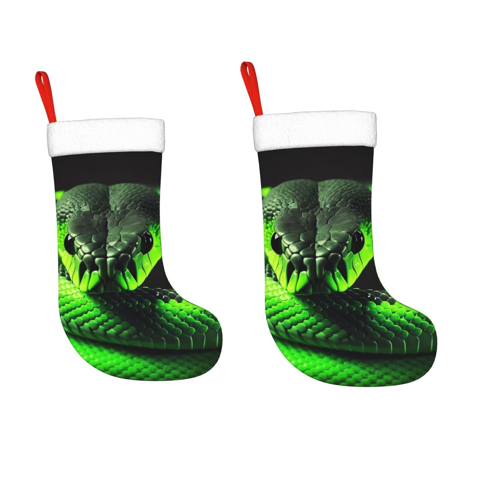 KLOPH 2 Pack 18 Inches Christmas Stockings Personalized 3D Snake Xmas Stocking Hanging Decoration Fireplace Stocking for Holiday Xmas Tree Christmas Fireplace Decor Gifts