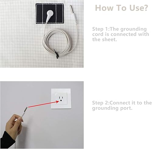 Miniatura 6 de Hoja de tierra 10% fibra plateada y algodón orgánico, conductora con cable de tierra, mantiene un buen sueño, salud natural (27 x 52 pulgadas)