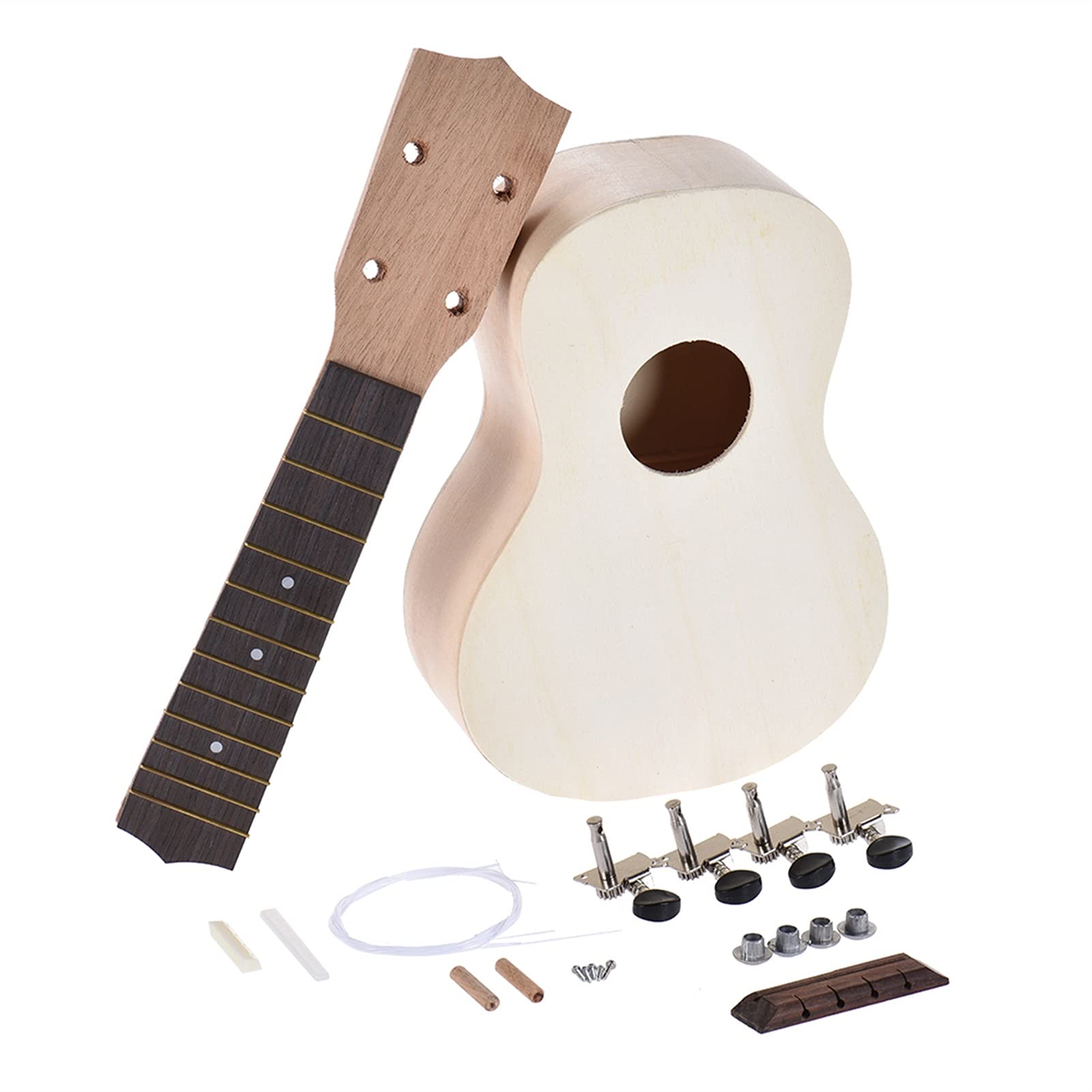 Ukulele Fai da Te Ukulele Set 21in Soprano Ukelele Hawaii 4 Corde Chitarra Fai da Te Bicchiere di Legno del Corpo del Corpo del Corpo di Legno del Kit del Kit con Corda di Pegs Concerto Ukulele
