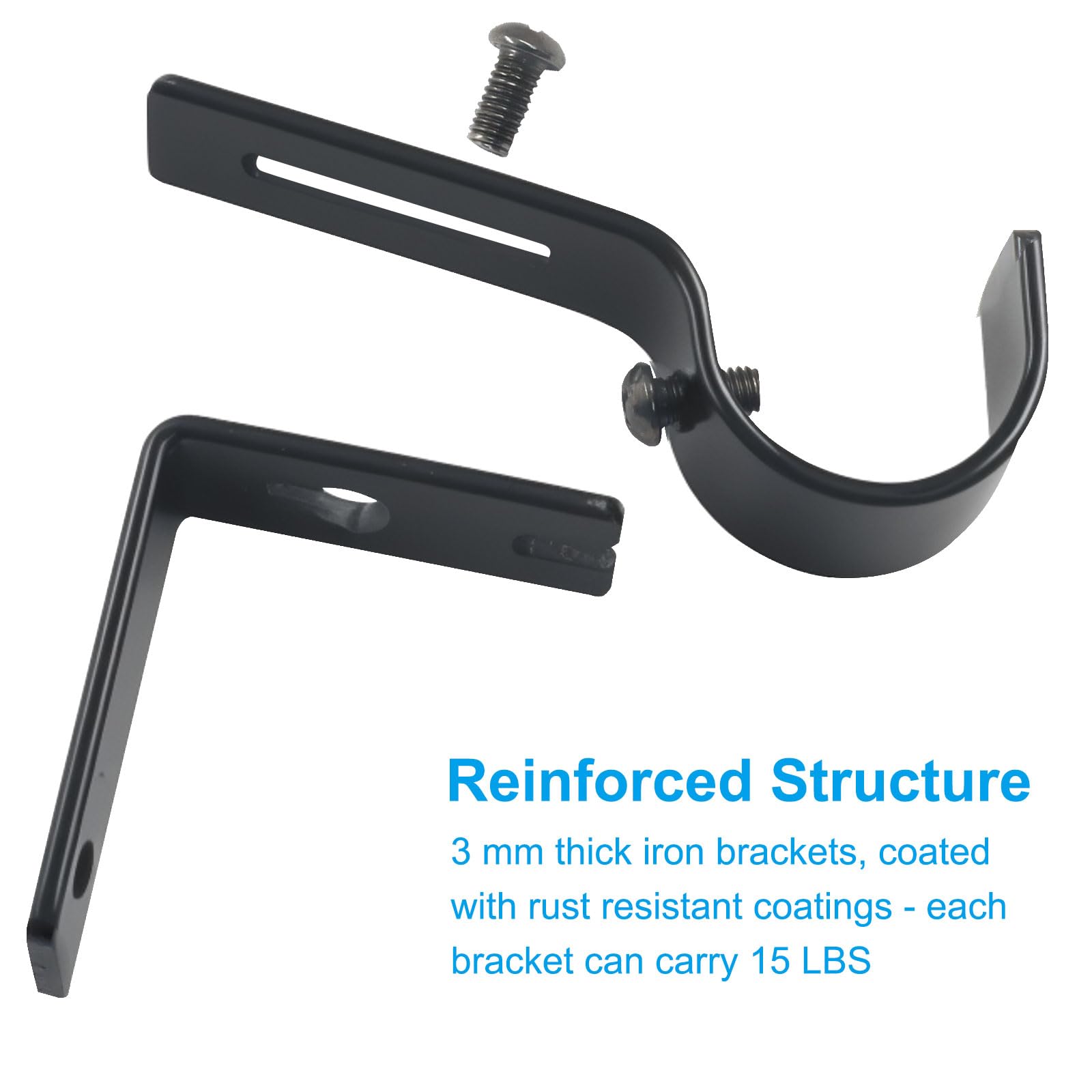 Black Curtain Rod Brackets - 4 Pack -5