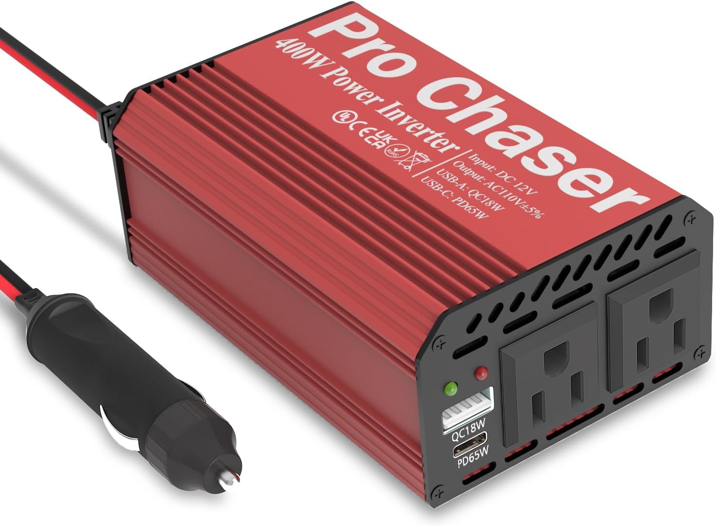 Pro Chaser 400W Power Inverters for Vehicles - DC 12v to 110v AC Car Inverter Converter